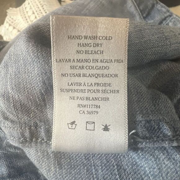 Rails Johnny Indigo Chambray Blue Romper XS Long Sleeve Tencel Linen - Picture 16 of 16